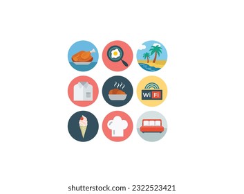 Hotel service, Simple thin line hotel icons set, Vector icon design.Outline web icon set - Hotel services,icons with shadow, vector.

