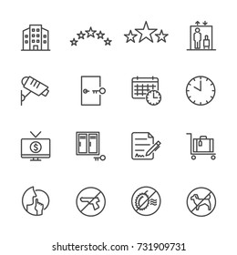 Hotel service, Simple thin line hotel icons set, Vector icon design