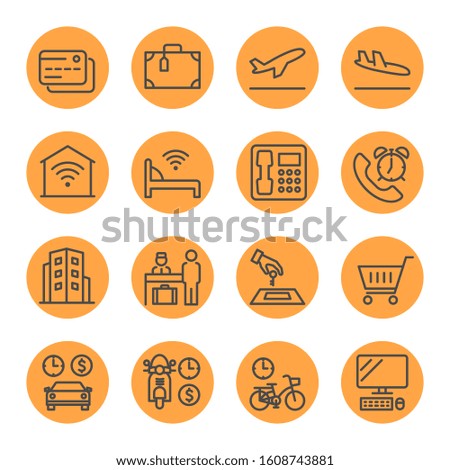 Hotel service, Simple thin line hotel icons set, Vector icon design