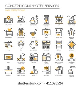 Hotel Service , Thin Line and Pixel Perfect Icons