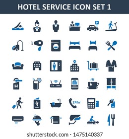 Hotel Service Vector Flat Icon Set