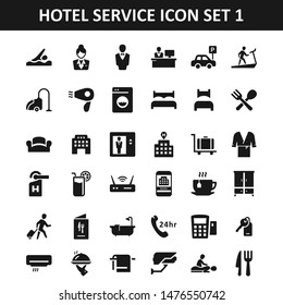 Hotel service vector flat icon set