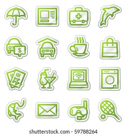 Hotel service web icons, green sticker series
