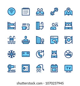 Hotel services and amenities line icons set. Modern graphic design concepts, simple symbols, pictograms collection. Minimal thin line design. Premium quality. Pixel perfect. Vector outline icons