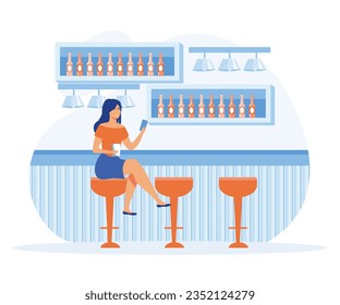 Hotel services for business concept. Hotel accommodation, business lobby, hotel lobby bar, flat vector modern illustration