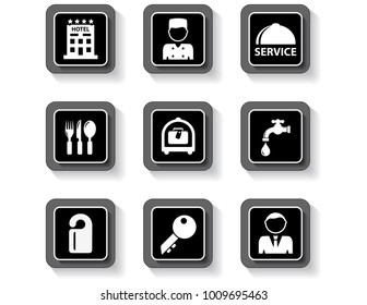 hotel services buttons set