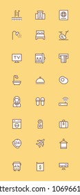 Hotel Services Colored Line Icon Set