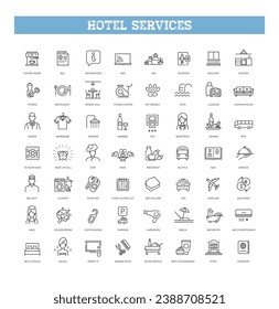 Hotel services concept illustration. Vector outline icons