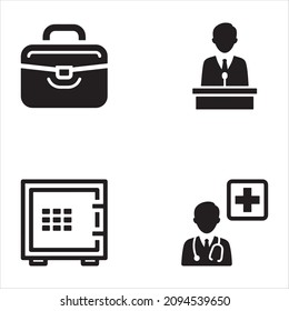 Hotel Services And Facilities Black Icon Set 