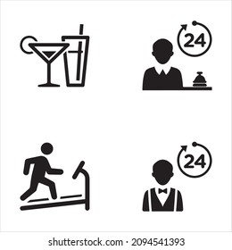 Servicios E Instalaciones Del Hotel Conjunto De Icono Negro 