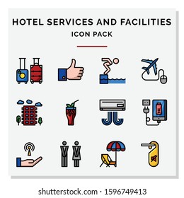 hotel services and facilities icons set vector illustration
