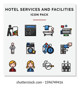 hotel services and facilities icons set vector illustration
