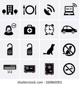 Hotel Services and Facilities Icons. Set 2. Vector