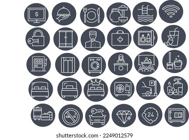 Diseño de vectores relacionados con servicios e instalaciones del hotel