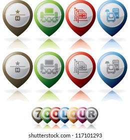 Hotel / hotel services, / hotel features icons from left to right, top do bottom:  1 Star Hotel, TV Room, English-speaking staff available, Reading Room.