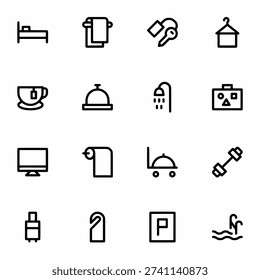 Hotel Services Icon Pack Editable Stroke Outline Symbols