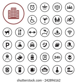 Hotel services icon set