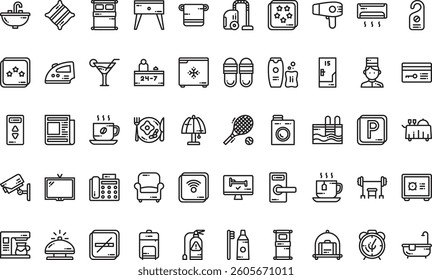 Hotel services icons High-Quality Vector Icons Collection with Editable Stroke. Ideal for Professional and Creative Projects
