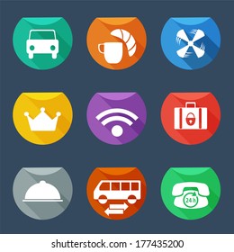 Hotel services icons set Flat IU Vector