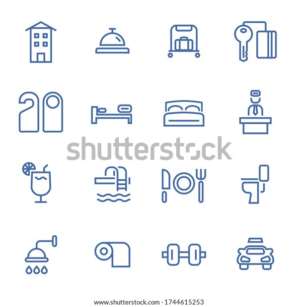 hotel\
services icons set flat design vector\
illustration