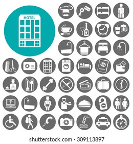 Hotel and Hotel Services Icons set. Vector Illustration eps10