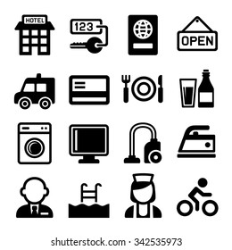 Hotel and Services Icons Set. Vector