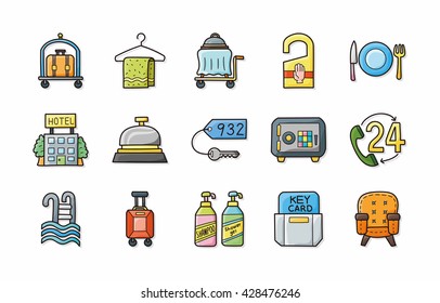 Hotel and hotel services icons set,eps10