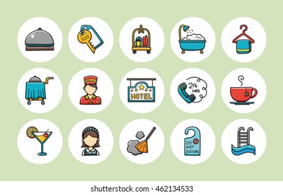 Hotel and hotel services icons set,eps10