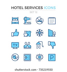 Hotel services icons. Vector line icons set. Premium quality. Simple thin line design. Modern outline symbols, pictograms.