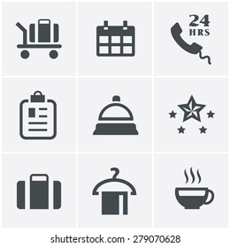 Hotel and Hotel Services Icons with White Background