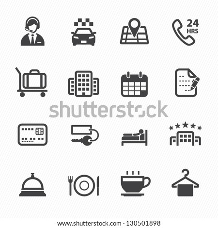 Hotel and Hotel Services Icons with White Background