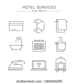 Hotel Services minimal icon set : VEctor Illustration