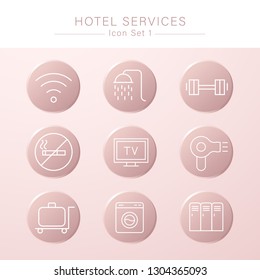 Hotel Services minimal icon set : VEctor Illustration