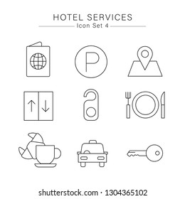 Hotel Services minimal icon set : VEctor Illustration