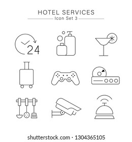 Hotel Services minimal icon set : VEctor Illustration