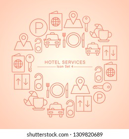 Hotel Services minimal icon set : Vector Illustration