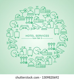 Hotel Services minimal icon set : Vector Illustration