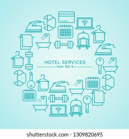 Hotel Services minimal icon set : Vector Illustration