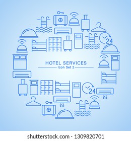 Hotel Services minimal icon set : Vector Illustration