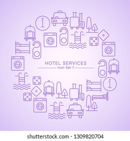 Hotel Services minimal icon set : Vector Illustration