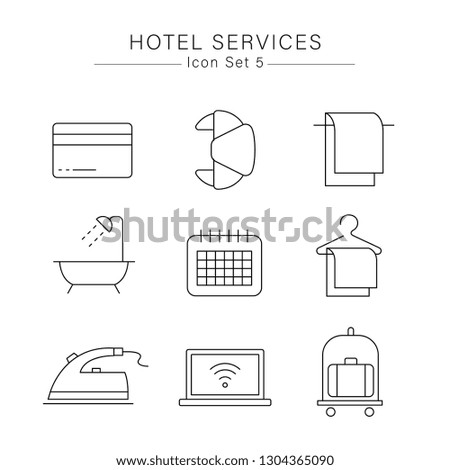 Hotel Services minimal icon set : VEctor Illustration