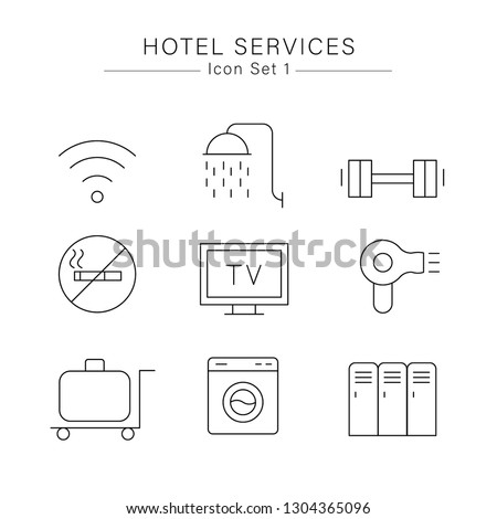 Hotel Services minimal icon set : VEctor Illustration