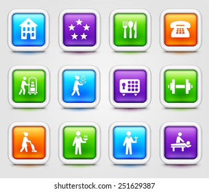 Hotel Services on Color Square Buttons