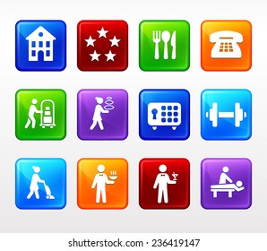 Hotel Services on Multi Color Square Buttons