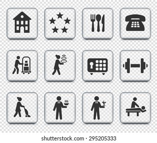 Hotel Services on Transparent Square Button