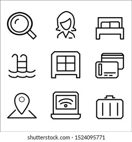 Hotel and Hotel Services outline icons.