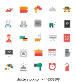 Hotel services. Set of vector icons.