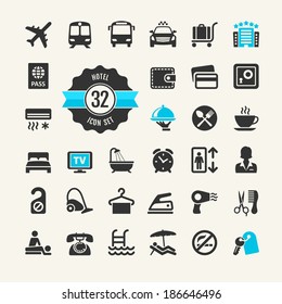 Hotel services web icon set