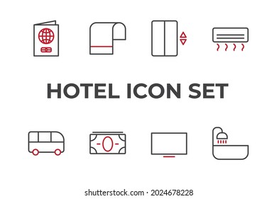 hotel set icon, isolated hotel set sign icon, vector illustration