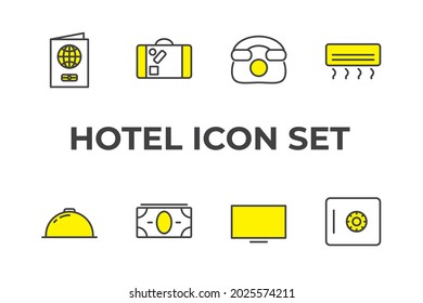 hotel set icon, isolated hotel set sign icon, vector illustration